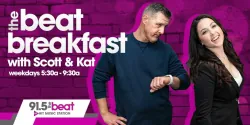 The New Beat Breakfast with Scott & Kat. Weekday 5:30–9:30am