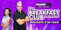 Breakfast Club with Lisa & Brent. Weekdays 5:30-10am